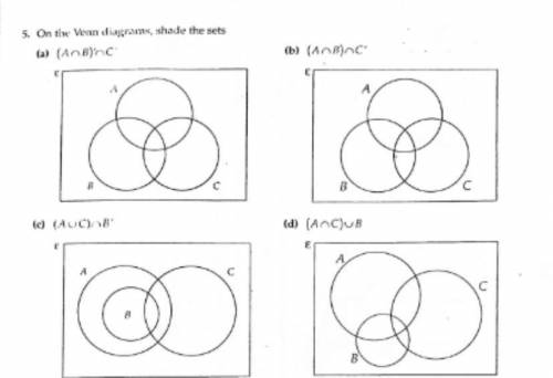 5. On the Venn diagrams, shade the sets