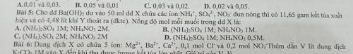 Cho dung dịch Ba(OH)2 dư vào 50ml dung dịch X chứa các ion NH4+; SO42-; NO3- đun nóng thì có 11,65g