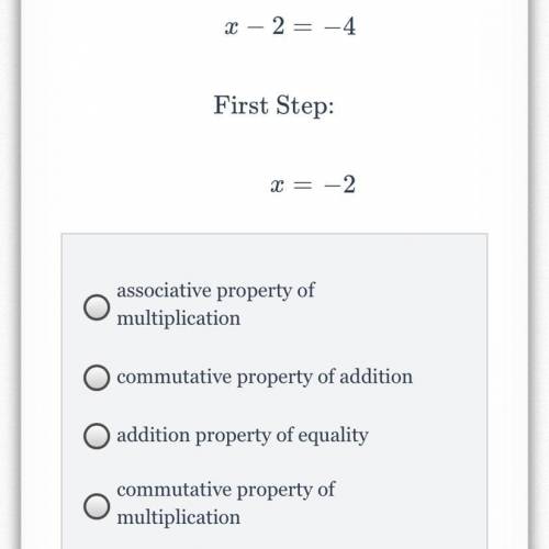 What is the property of the first step in the equation?