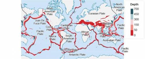 Use the earthquake distribution map and what you know about boundaries to answer the question..

A