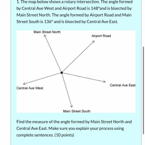 Document

1. The map below shows a rotary intersection. The angle formed by Central Ave West and A