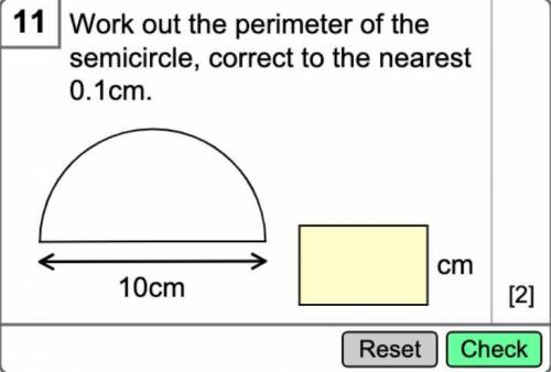 Work out the perimeter of the semicircle, correct to the nearest 0.1cm