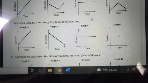 Each sentence tells how far a person is from an object decide which graph matches the sentence.

3
