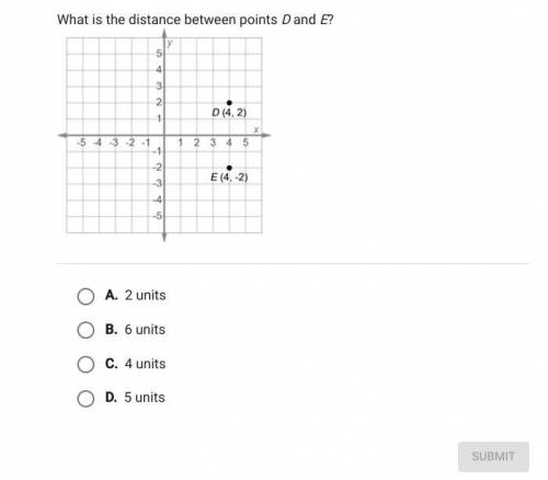 What's the distance between points d and e