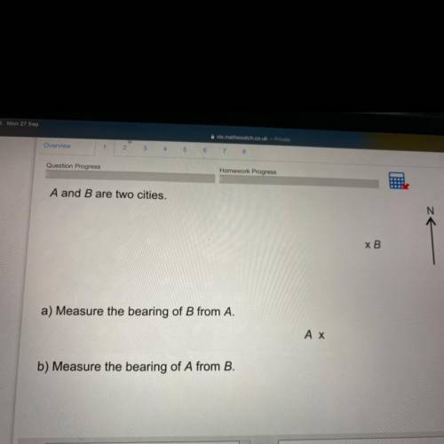 A and b are two cities a) measure the bearing of b from a