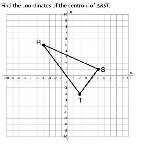 Find the coordinates of the centroid of triangle RST. SHOW YOUR WORK so I can see if the answer mak