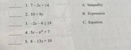 Determine whether each of the following is an expression, equation, or inequality.