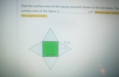 Find the surface area of the square pyramid shown in the net below
