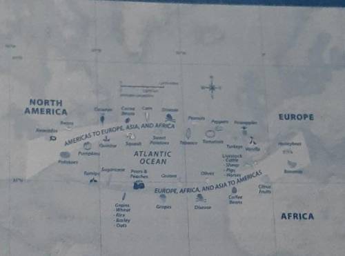 according to the map which four items were introduced to the Americas from the Eastern Hemisphere a