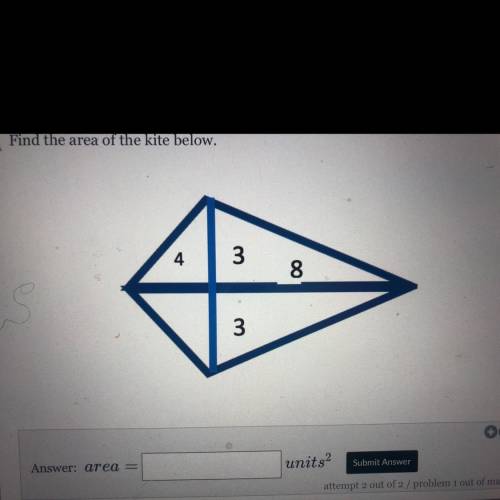 Find the area of the kite below.

( PLEASE HELP ASAP, and if you can pls explain its okay if you d