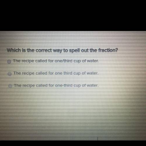 Which is the correct way to spell out the fraction?

The recipe called for one/third cup of water.