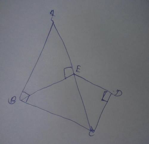 Look at the figure below:

Triangle ABC has measure of angle ABC equal to 90 degrees. E is a point