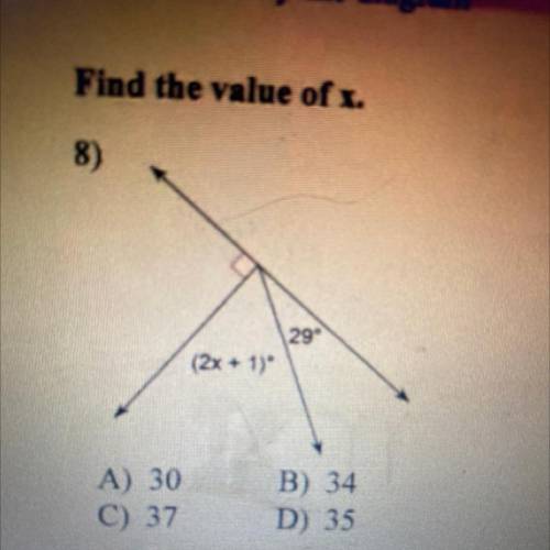 Find the value of x. Please help asap!!