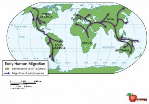 Use the map below to answer the following question:

Based on the migration pattern shown on the m