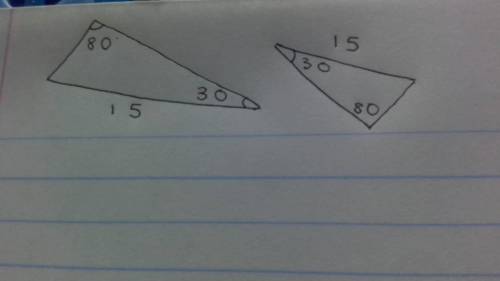 True or false
The triangles shown below may not be congruent