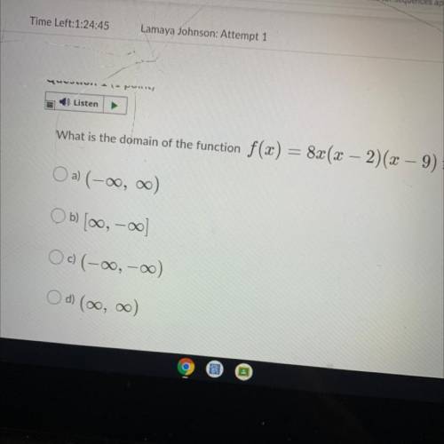 What is the domain of the function f (x) = 8x (x-2) (x-9)