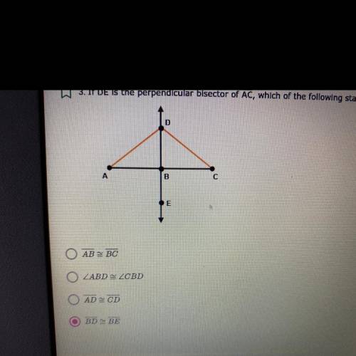 If DE is the perpendicular bisector of AC, which of the following statements is not true?