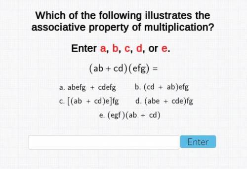 Which of the following illustrates to associative property of multiplication