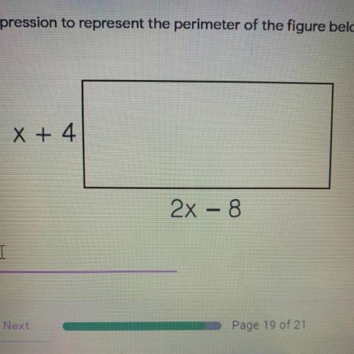 Write an expression to represent the perimeter of the figure below