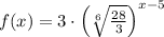 f(x) =3\cdot \left(\sqrt[6]{\frac{28}{3}}\right)^{x-5}