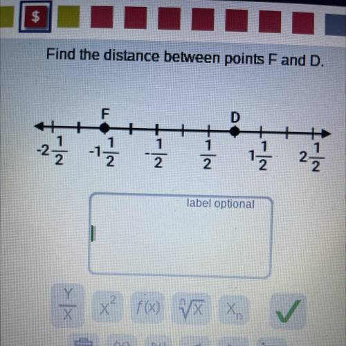 Find the distance between points F and D.