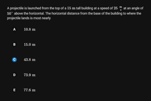 PLEASE HELP !! ILL GIVE BRAINLIEST A projectile is launched from the top of a 15 m tall building at