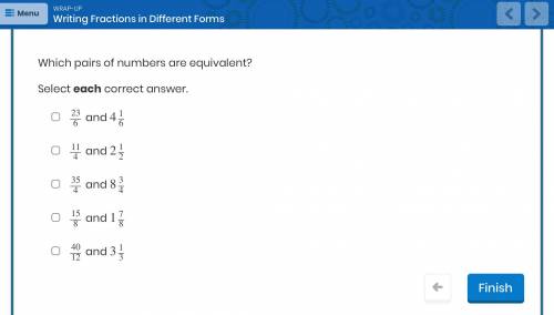 Which pairs of numbers are equivalent?