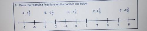 5. Place the following fractions on the number line below: