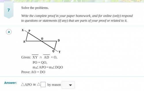 Solve the problems.
Prove AO=DO