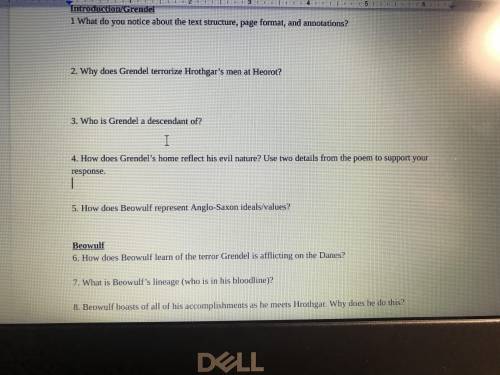 Questions on the book “beowulf” (not urgent!) any help would be greatly appreciated, I’m just busy