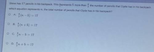 Which equation represents , the total number of pencils that Clyde has in his backpack?