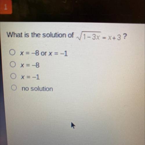 What is the solution of √1-3x=x+3