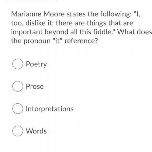 Marianne Moore states the following: I, too, dislike it: there are things that are important beyon