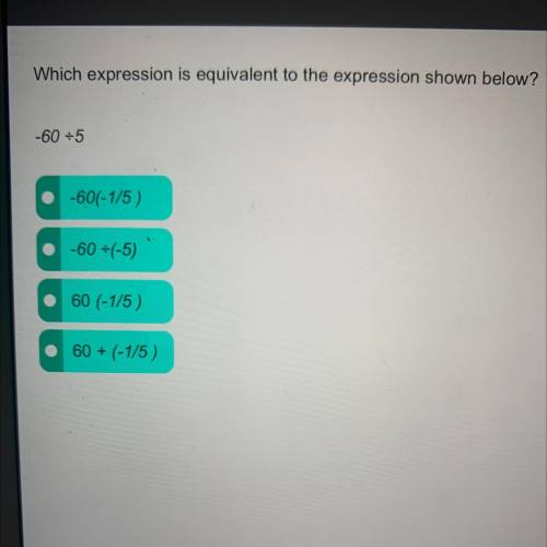 Which expression is equivalent to the expression shown below?

-60 -5
-60(-1/5)
-60 +(-5)
60 (-1/5