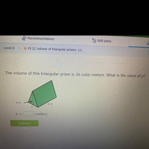 The volume of this triangular prism is 36 cubic meters. What is the value of n?