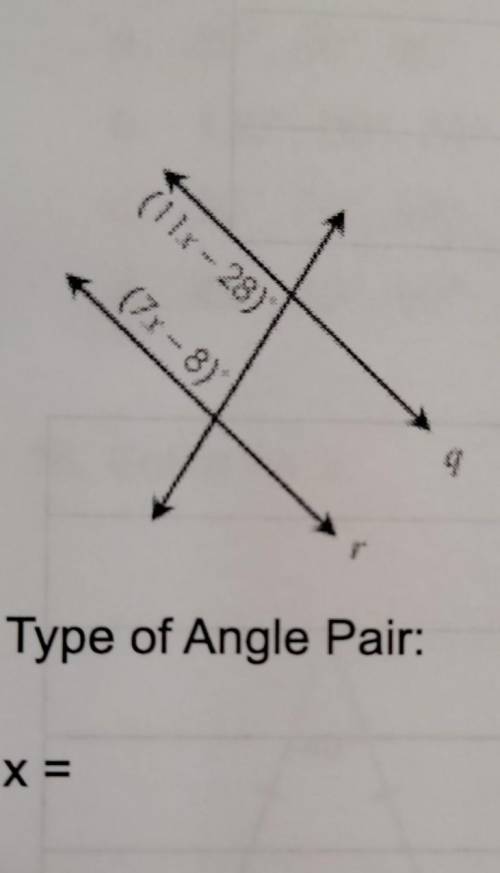 (77-8) Type of Angle Pair: x=