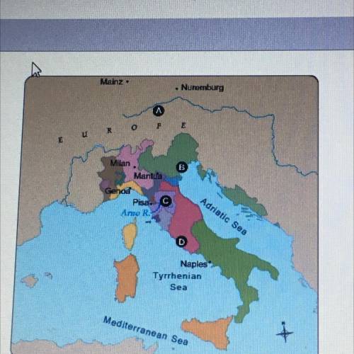 Where is Florence on the map?
A
B
C
D