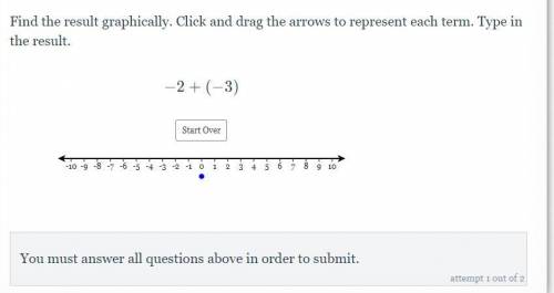 Find the result graphically. Click and drag the arrows to represent each term. Type in the result.