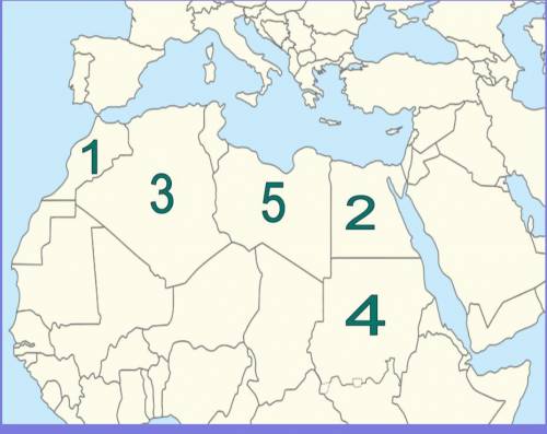 Help I’ve been struggling for a while

Match the country with the number it is on the map
Egypt
Su