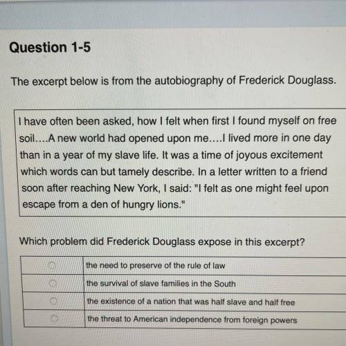 Which problem did Frederick Douglass expose in this excerpt?