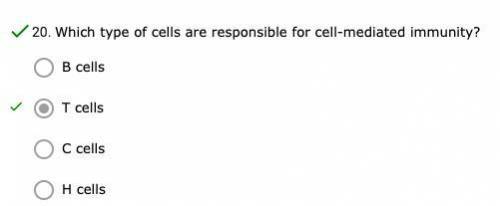 Which type of cells are responsible for cell-mediated immunity?
*b. T cells