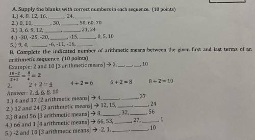 Arithmetic sequence pls help thank you