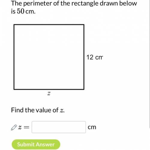 The perimeter of the rectangle below is 50cm.
find the value x