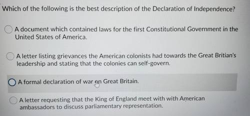 Which of the following is the best description of the Declaration of Independence?