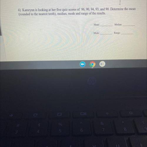 Kamrynn is looking at her five quiz scores of 96 90 94 93 and 90. Determine the mean rounded to the