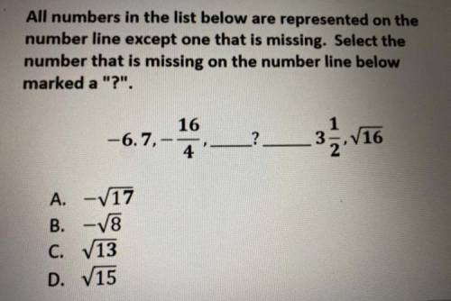 All numbers in the list below are represented on the

number line except one that is missing. Sele