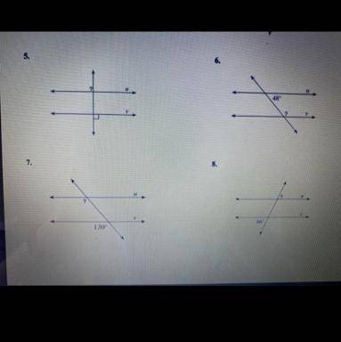State the angle relationship and state the measure of each angle indicated that makes lines u and v