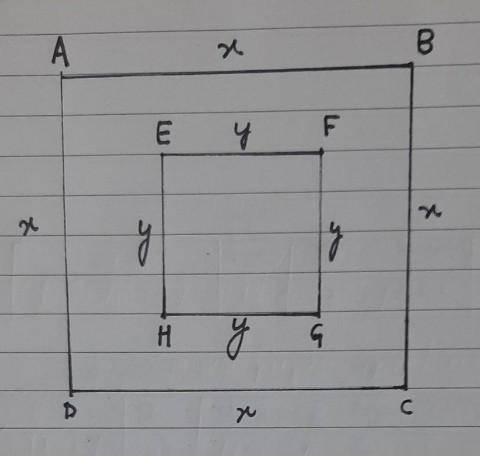 3. In a figure a small square is cutting out from the largesquare. The area of the remaining part is