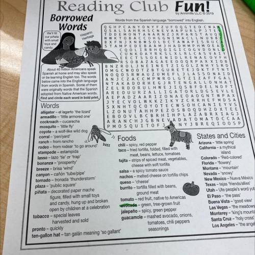 Need help with reading club fun word search
