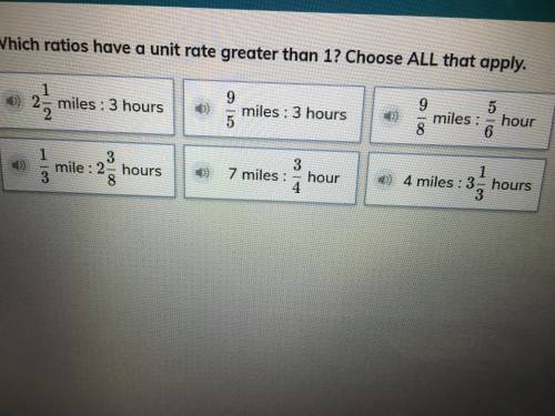 Which ratios have a unit rate greater than one choose all that apply